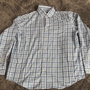 Vineyard Vines Blue and White Plaid Shirt Men’s Medium